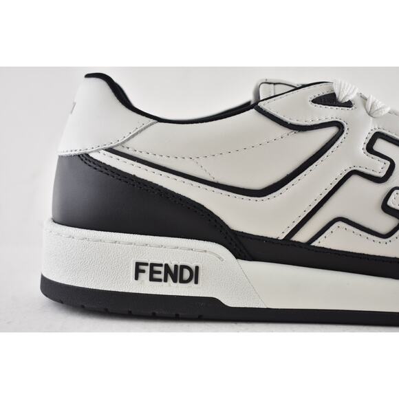 Fendi Match Sneakers Black White Leather FF Logo Monogram Low Top UK 11 US 12 - Picture 7 of 15